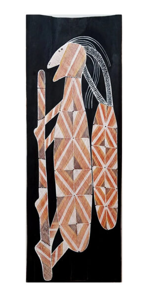 Australian Aboriginal artist Obed Namirriki with artwork No.13234
