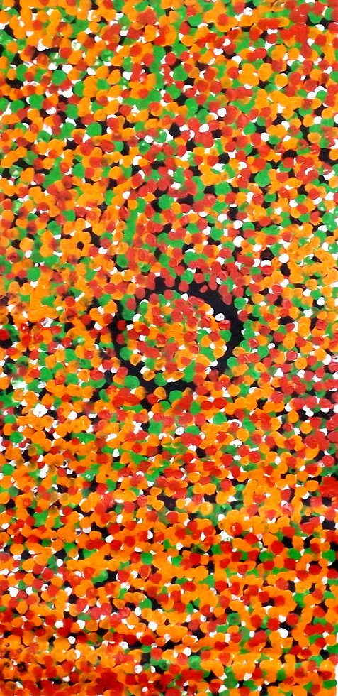 Australian Aboriginal artist Lorna Fencer Napurrula with artwork No.7894