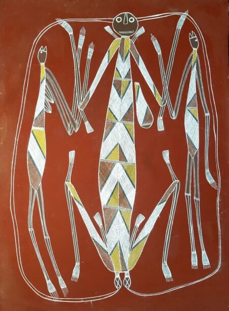 Australian Aboriginal artist Ross Yulidjirri with artwork No.1493