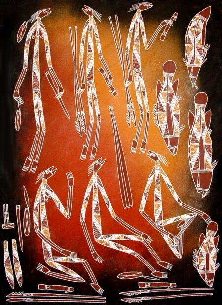 Australian Aboriginal artist Djawida Nadjongorle with artwork No.8886