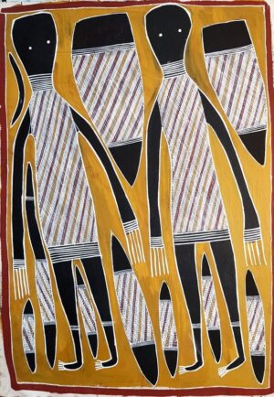 Australian Aboriginal artist Philip Gudthaygudthay with artwork No.9722