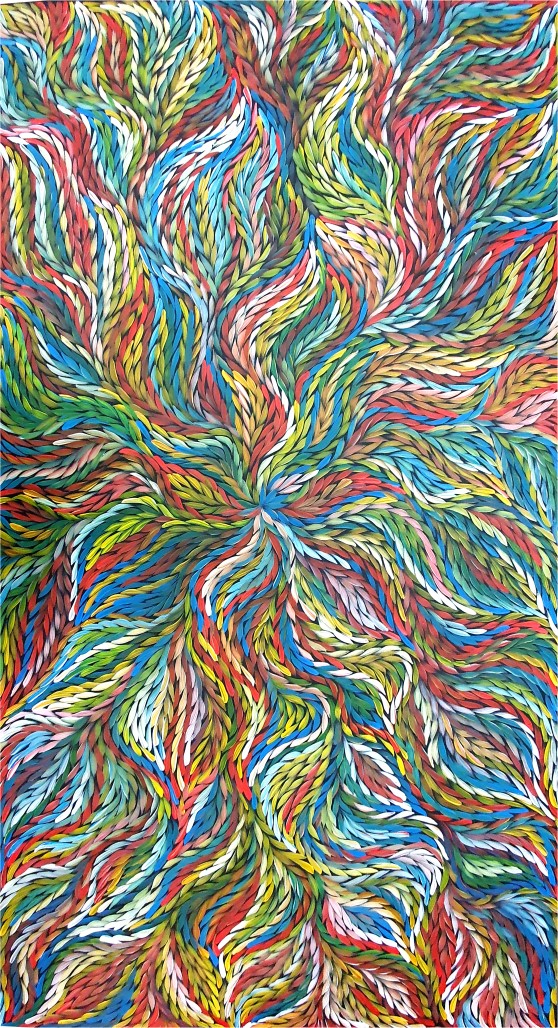 Australian Aboriginal artist Rosemary Pitjarra with artwork No.14983